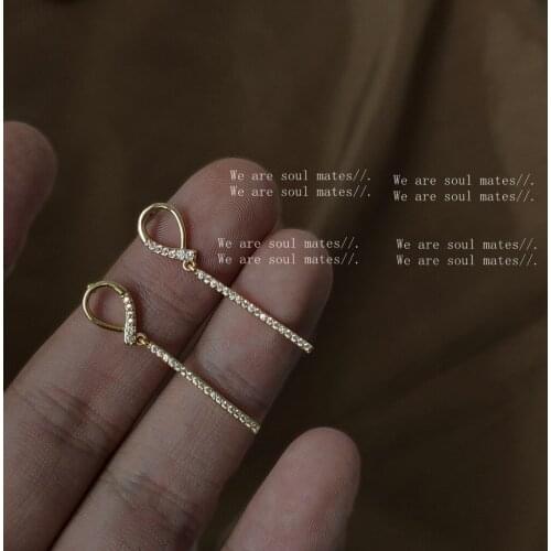 14K Real Gold Plated S925 Silver Needle Micro-inlaid Zircon Korean Style Long Stud Earrings Earrings Clip Long Earrings Earring