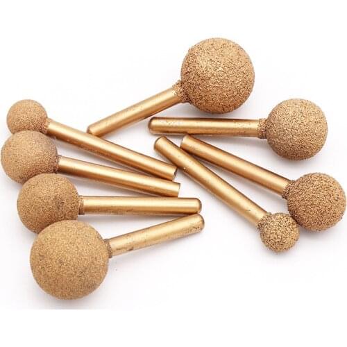 6mm Shank 12/14/16/18/20/25mm Ball Brazed Diamond Grinding Jade Peeling Stone Carving Grinding Head