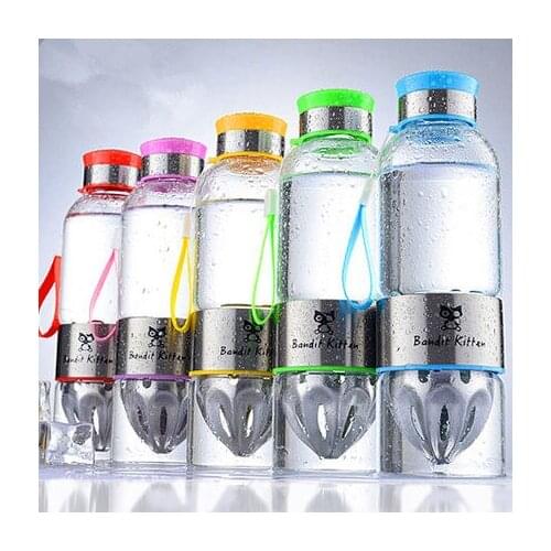 500ml Glass Lemon bottle Creative water kettle Stainless steel juicer High borosilicate glass bottle