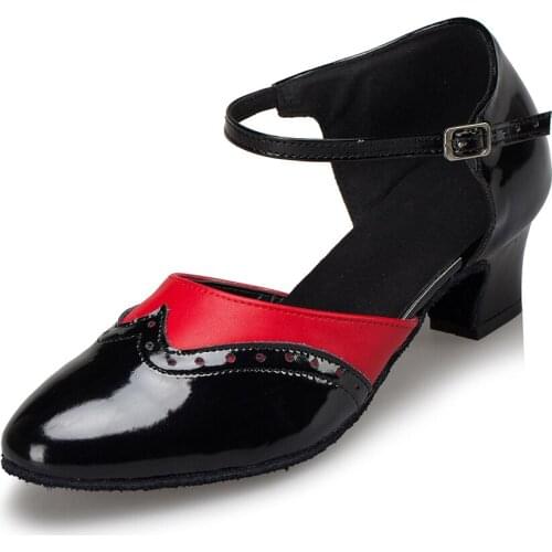 Mid Heel Ballroom Dance Shoes Closed Toe Latin Salsa Dance Shoes For Girls Pacthwork Dance Shoes Latin Ladies Latin Dance shoes