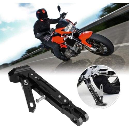 Universal Motorcycle Adjustable Kickstand Foot Brace Parking Leg Foot Side Support Stand Black / Red CNC Aluminum For YAMAHA etc