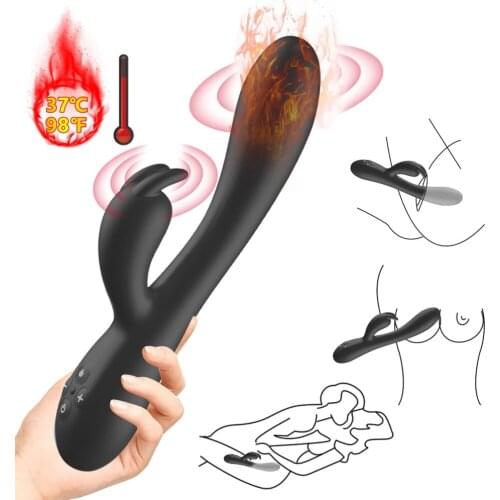 AV Rabbit Dildo Vibrator Clitoris Stimulator G-spot Adult Sex Toy USB Charging Heating Vagina femme Masturbator Dildos for Women