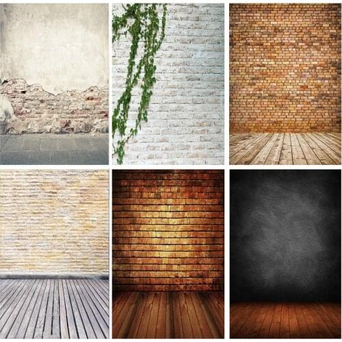 SHUOZHIKE Vinyl Custom Vintage Brick Wall Wooden Floor Photography Backdrops Photo Background Studio Prop 21712 YXZQ-04