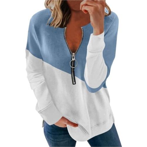 Vintage Elegant Woman Blouse 2021 New Fashion Sexy Zipper O-neck Long Sleeve Lady Splice Print Pullover Casual Shirt Loose Tops