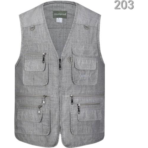 Summer Casual Large Size Olympina Mens Blue Vests Male Sleeveless Zipper Waistcoats Comfortable Plus