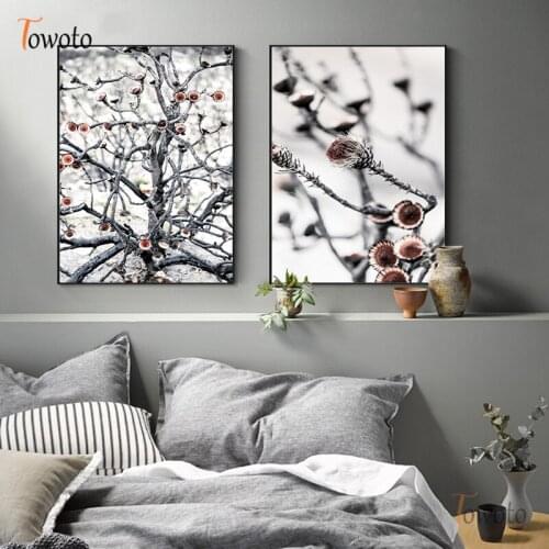 Winter Art Botanical Print Pine Tree Nature Poster Canvas Painting Chinese Paintings In The Bedroom Home Decoration Modern Decor