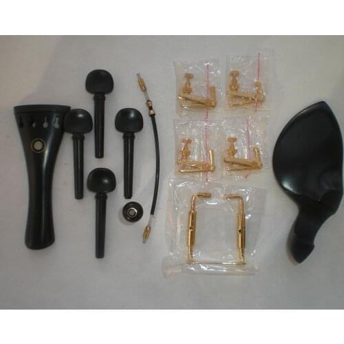 1 Set Quality Black Ebony Violin Fitting 3/4 with 4 Fine Tuner & Clamp Nylon Gut