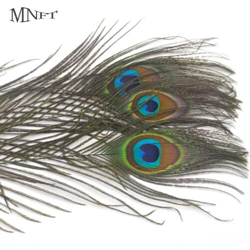 MNFT 10PCS 20-30cm Beautiful Natural Peacock Tail Feathers Eyes Fly Fishing Lure DIY Material