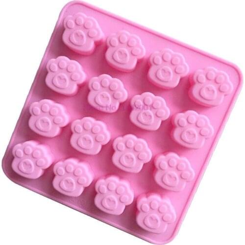 100pcs 16 holes Cute Pet Cat Dog Paws Silicone Mold Cookie Chocolate Soap Mould DIY Cake Decorating Tools kitchen Baking