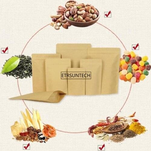 1000pcs/lot Kraft paper Aluminum Foil bag Resealable Kraft Paper Pouch Stand Up Food Storage Bag Custom logo