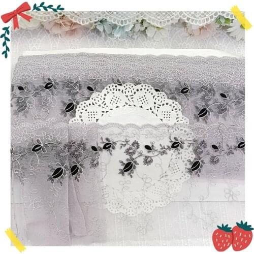 15Yards Grey Mesh Embroidery Lace Trim Trimmings Dress Accessories Fabric Sewing Crafts Doll Bra Underwear Material