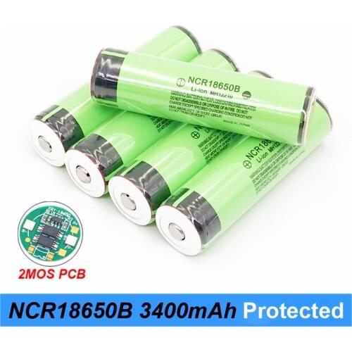 18650 Rechargeable Lithium Battery NCR18650B 3.7V 3400mah Battery for Flashlight Headlamp Battery 2MOS Protection Board Turmera