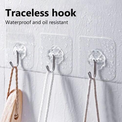 20/25 Pcs 3 Types Transparent Adhesive Sticky Hooks Heavy Duty Wall Seamless Hook Hangers Towel Mug Scissors Kitchen Hanger
