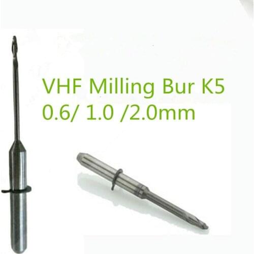 5 PCS/lot Dental Lab Zirconia VHF Milling Burs 0.6/1.0/2.0mm Length 40mm For VHF K5 Cad Cam Open System Zirconia Milling Machine