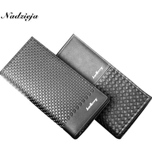 Brand Baellerry Men Organizer Weave Long Wallet Money Coin Purse Male Pocket Pochette Clutch Hand Bag Card Holder Passport Case