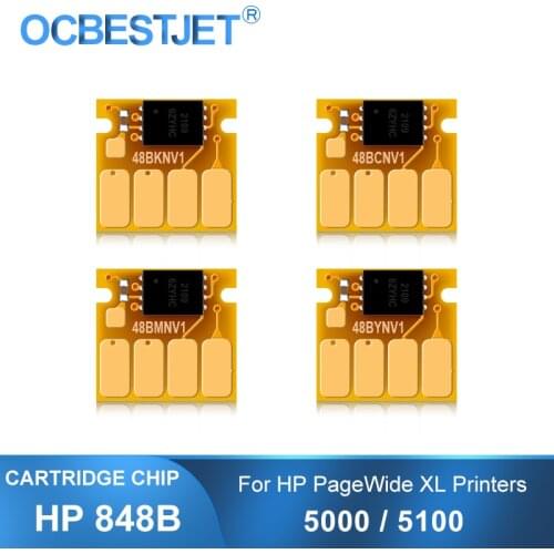 For HP 848 848B F9J82A-F9J85A New Upgrade Ink Cartridge Chip For HP PageWide XL 5000 5100 Printer One Time Use Chips