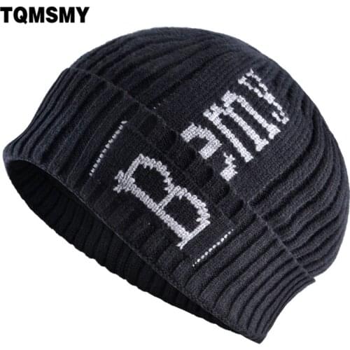 Double layer Thicken hats for men Knitting wool Beanies letters hip-hop cap Outdoor ski hat women Casual Warm Velvet Bonnet Caps