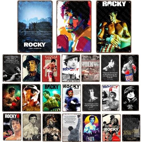 Film Tin Sign Movie Vintage Rocky Metal Posters Retro Sign Iron Plate Paintings for Home Bar Pub Club Man Cave Wall Art Decor