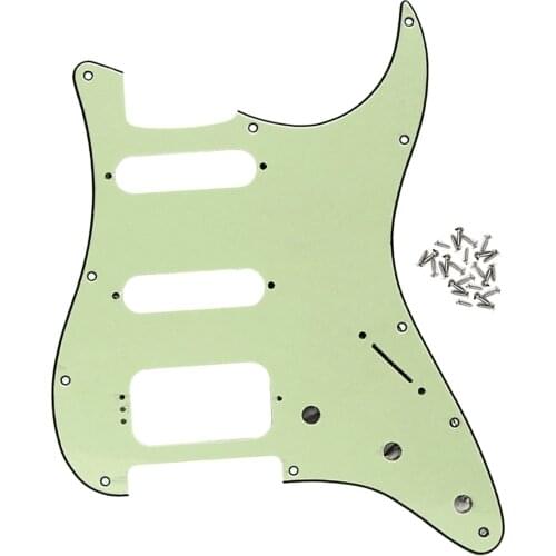 FLEOR 11 Hole SSH HSS Electric Guitar Pickguard Scratch Plate Mint Green 3Ply with Screws for Strat Guitar Parts