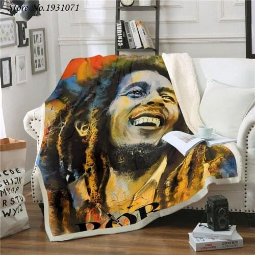 Reggae Singer Bob Marley 3D Printed Fleece Blanket for Beds Thick Quilt Fashion Bedspread Sherpa Throw Blanket Adults Kids 07