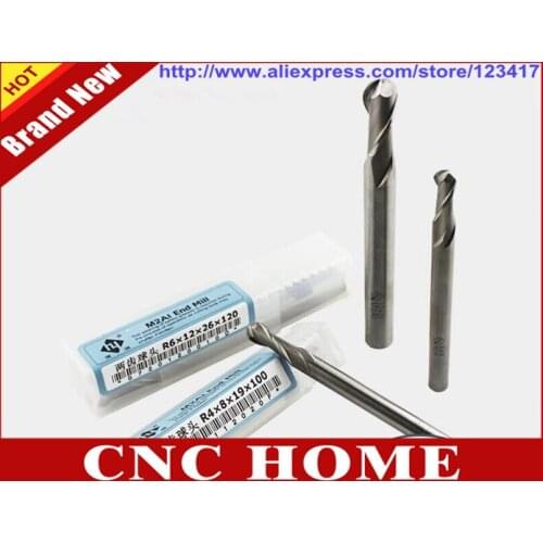 6 pcs /set diameter 2~12 mm 2 flutes ball nosed carbide end mills, cnc cutting tools, CNC router tools for engraving machine