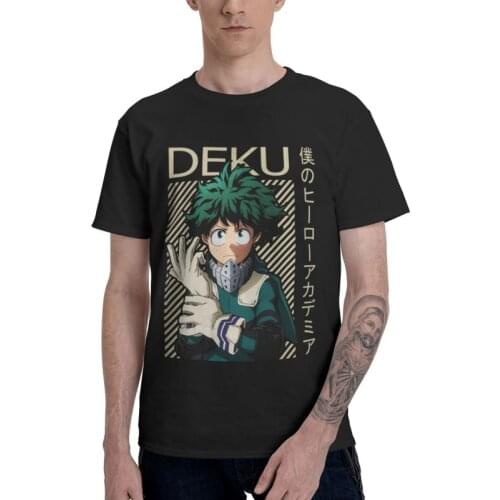 MHA My Hero Academia Harajuku T Shirt Mens 100% Cotton T-shirts Streetwear Tshirt Short Sleeve Anime Manga Izuku Midoriya Tee