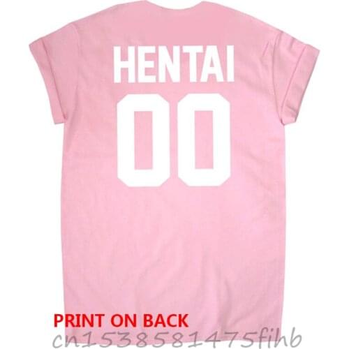 HENTAI 00 Letters Print On Back Women T Shirt Premium Tshirts For Lady Woman T-Shirts Graphic Top Tee Customize Pink Black White