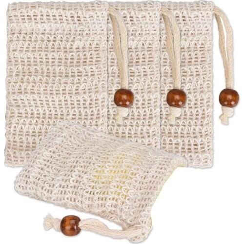 Cotton Linen Soap Bag Plant Fiber Environmental Protection Handmade Exfoliator Sponge Pouch Facial Cleanser Foaming Net #P2