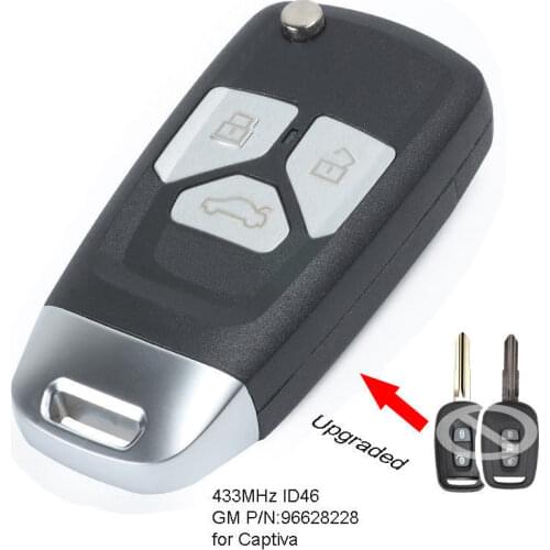 Keyecu New Upgraded Flip Remote Key Fob 433MHz ID46 Chip for Chevrolet Captiva 2008 2009 2010 2011 2012 2013