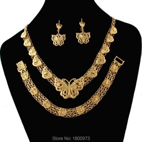 Classic Ethiopian Bridal jewelry sets18K Gold Color Butterfly Sets For Wedding Jewelry Free Shipping