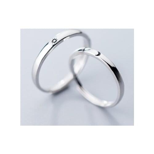 Couples Ring 1pc thin 100% Authentic REAL.925 Sterling Silver Fine Jewelry Sun Moon Ring Men Women C-J5303