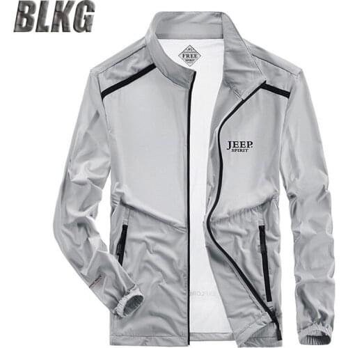 Lightweight Summer Jacket Men Casual Fashion Coat Male Patchwork Color Stand Collar Sun Protection Clothing Outdoor Sport Wear