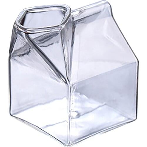 Cute breakfast cup creative ins style square transparent glass milk coffee cup photo couple gift home office drink drinking cup