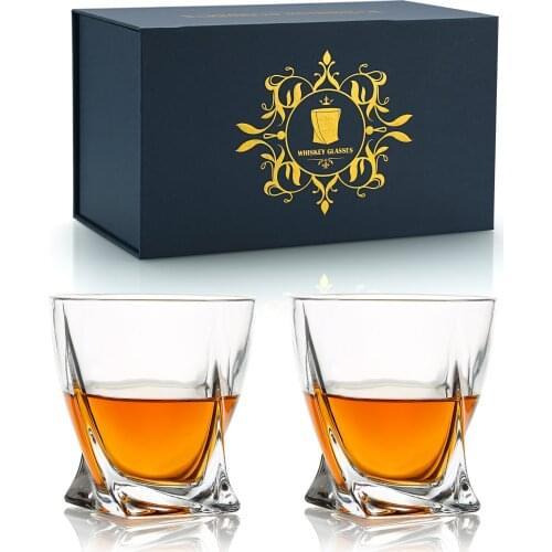 Whiskey Glasses Set-Luxury Bourbon Whisky Glasses Tumblers-Drinking Glassware Gift Set Box for Men Dad Husband Whiskey Lovers
