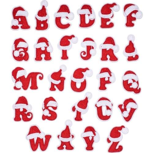 New Embroidery Red 26 English Letters Adhesive Patches Cartoon Christmas Clothing Accessories Decoration Patches