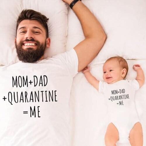 Mom Dad Quaranting Me Family Matching Outfits Father Son Clothes 2021 Father Days Print Fashion Tshirts Little Girls Tee Black