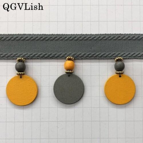 QGVLish 12M Wood Curtain Lace Trim Tassel Fringe DIY Sewing Wedding Sofa Stage Lamp Edge Decor Curtain Accessories Lace Ribbon