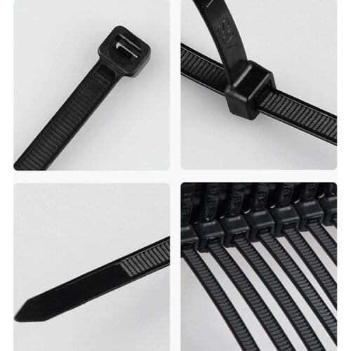 Self-locking Plastic Nylon Tie 1000 PCS Black Cable Tie Fastening Ring 4X200 Cable Tie Zip Wraps Strap Nylon Cable Tie Set