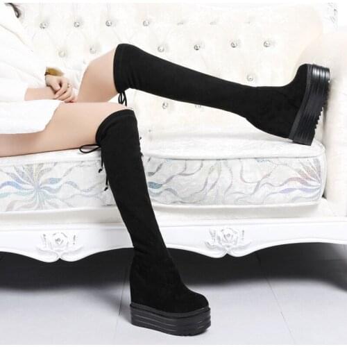 14 Cm Super High-Heel Over-The-Knee Long Boots High Boots Was Slim Elastic Womens Boots Wedge Increase Within Womens Shoes