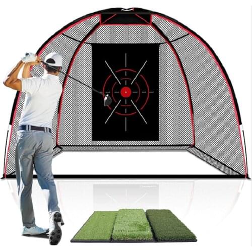 ENHUA TEPRO 10' x 7' Golf Hitting Net with Golf Hitting Mat | 5 Ply-Knotless Netting with Impact Target Golf Practice Net | Prof