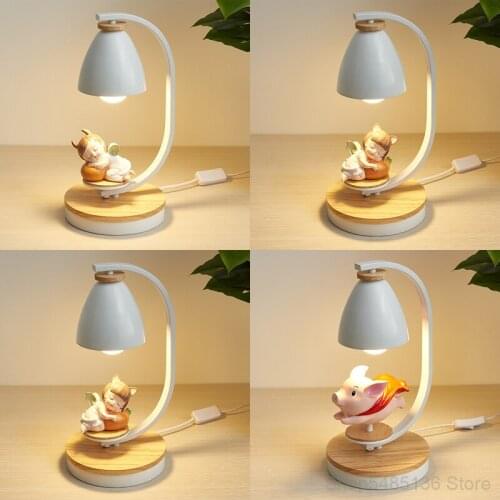 Modern Table Lamp Childrens Room Cartoon Bedroom Bedside stand light Fixtures Living Room Study Standing Lamp Wood Desk Lamps