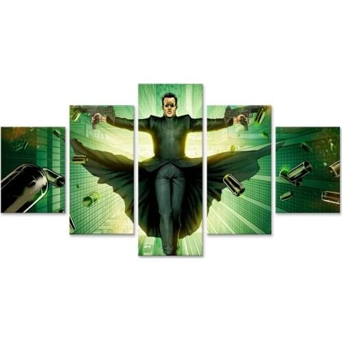 The Matrix Neo Wall Art Home Decoration Canvas Painting Pictures 5 Piece Prints Modular Poster For Living Room