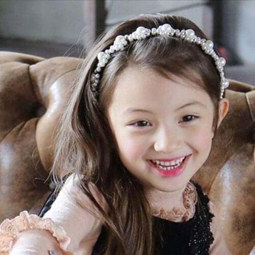 Angel Girls Pearl Cute Korea Hair Accessories Headbands Lovely New Design Birthday Party Crown Headdress Hair Bands For Girls