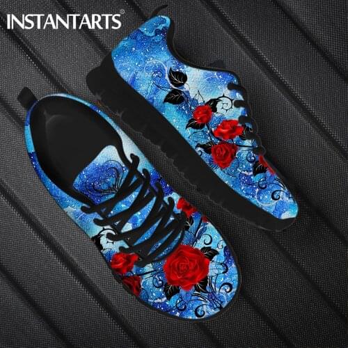 INSTANTARTS Women Sneakers Shoes Gothic Rose Flower Printed Female Flat Shoes Casual Vulcanize Shoes Comfort Sport Shoes 2021