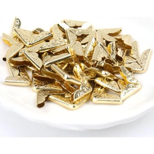 Wholesale 40pcs gold metal Book Scrapbooking Album Menu Folder Corner Protectors Corner For Photo Album DIY 14x14x2mm