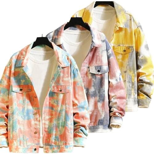 Plus Size Harajuku Loose Tie-dye Boyfriend Denim Jackets 4XL 5XL Autumn Women Streetwear Gradient Outwear Casual Jeans Coat