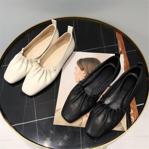 2021 New Fashion Womens Ballet Shoes Luxury Brand Flats Hot Sell Genuine Leather Shoes Spring Summer Shoes Size 34-39