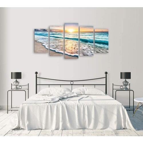 No Framed Sunset Ocean 5 Pcs Canvas Picture Print Wall Art Canvas Painting Wall Decor for Living Room