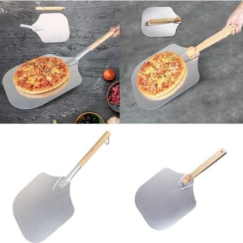 Aluminum Pizza Peel Shovel With Detachable Wooden Handle Cake Shovel Baking Tools Durable Foldable Peels Lifter Pizza Paddle