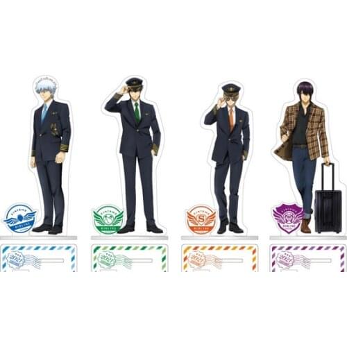 Anime GINTAMA Aircraft Commander Theme Shimura ShinpachiKagura Cartoon Acrylic Stand Figure Model Plate Tabletop Decor Toy Gift